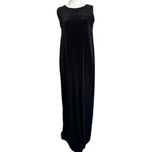 Byer Studio California Maxi Dress Fits like Large Velvet‎ Beaded Black